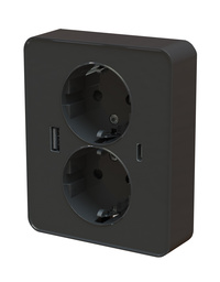 V�gguttag X 2-v�gs/USB A+C svart